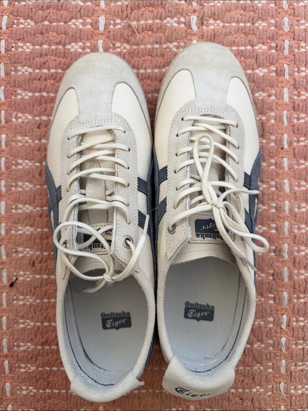 Onitsuka Tiger by Asics Cream Sneakers with Gray Stripes